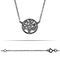 Silver Tree of Life Black Rhodium and Cubic Zirconias Silver Tree of Life Black Rhodium and Cubic Zirconias